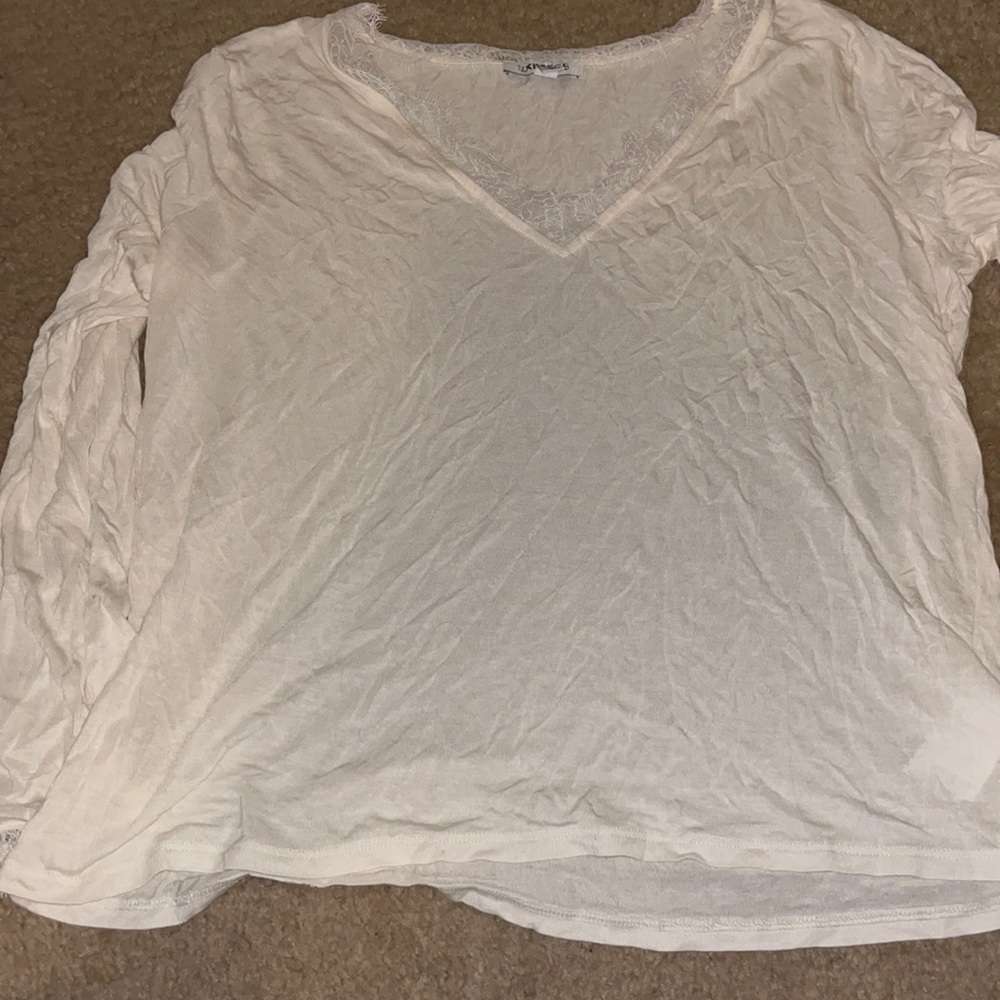 Express Cream Lace Trim Top